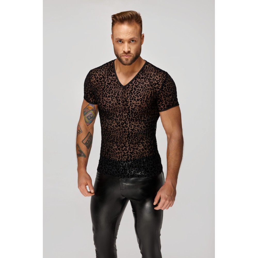 Noir Handmade - Leopard Flock V-Neck Top - Zwart